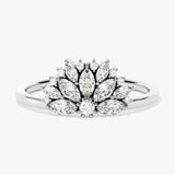 0.67 TCW Marquise & Round Cluster Lab Grown Diamond Engagement Ring