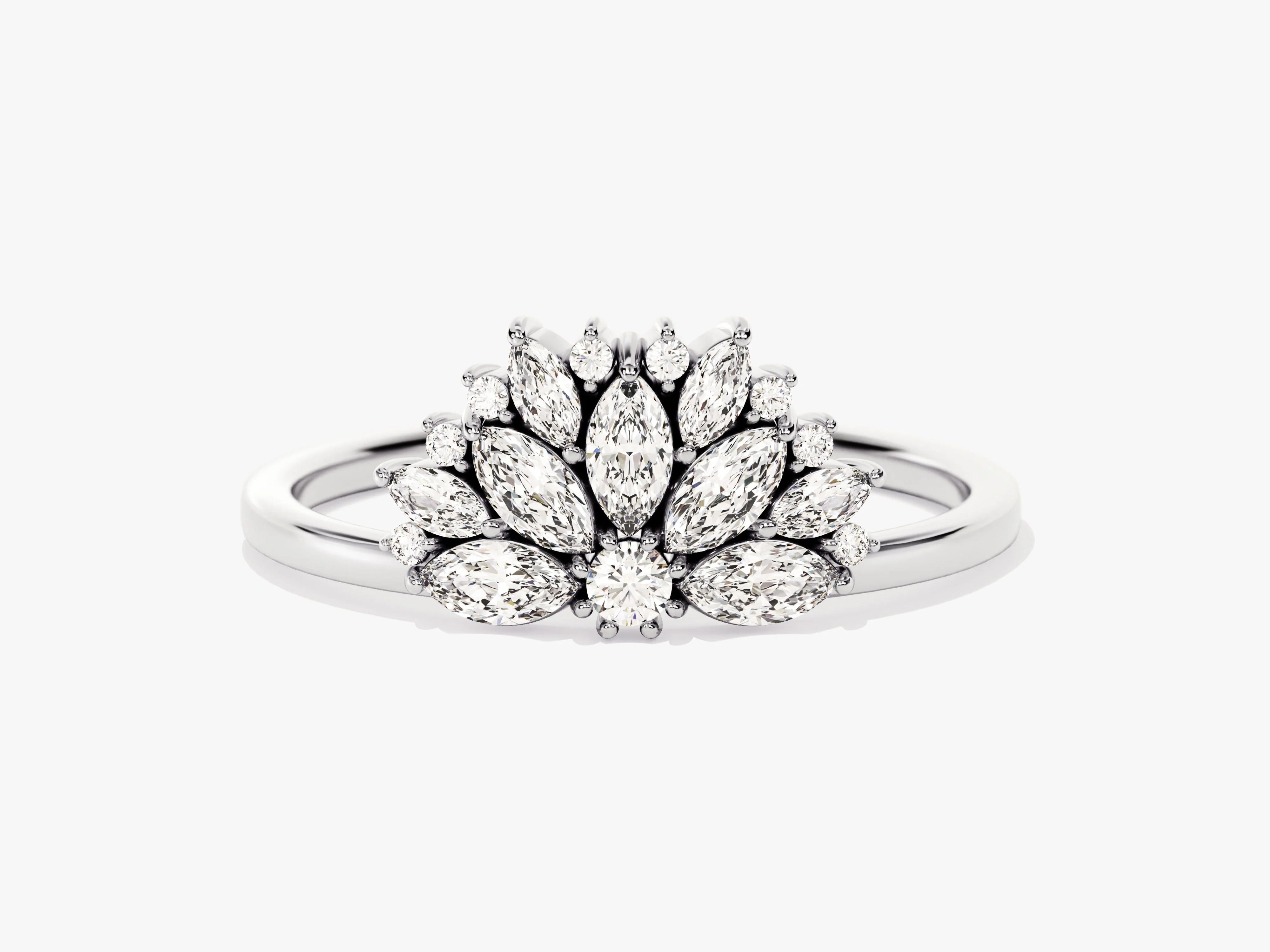 0.67 TCW Marquise & Round Cluster Lab Grown Diamond Engagement Ring
