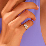 0.67 TCW Marquise & Round Cluster Lab Grown Diamond Engagement Ring