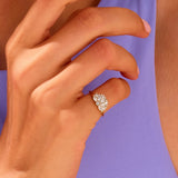 0.67 TCW Marquise & Round Cluster Lab Grown Diamond Engagement Ring