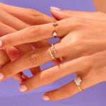 0.67 TCW Marquise & Round Cluster Lab Grown Diamond Engagement Ring