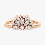 0.67 TCW Marquise & Round Cluster Lab Grown Diamond Engagement Ring