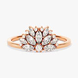 0.67 TCW Marquise & Round Cluster Lab Grown Diamond Engagement Ring