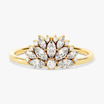 0.67 TCW Marquise & Round Cluster Lab Grown Diamond Engagement Ring