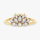 0.67 TCW Marquise & Round Cluster Lab Grown Diamond Engagement Ring