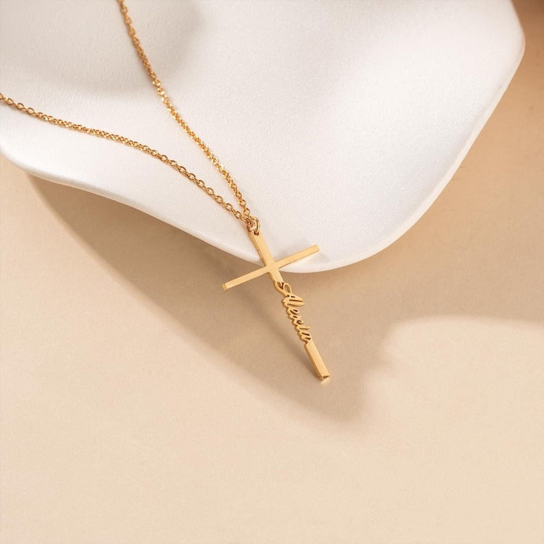 Personalized Name Cross Necklace