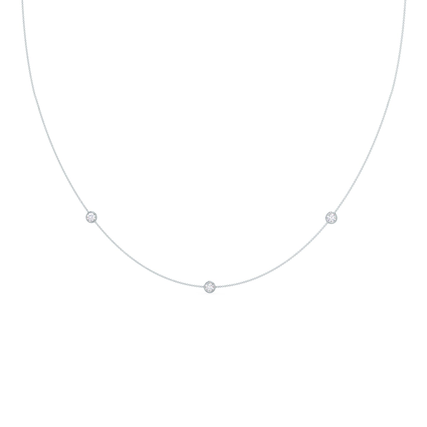 
                  
                    0.5 TCW Floating Round Cut Moissanite Necklace With Triple Bezel Style
                  
                