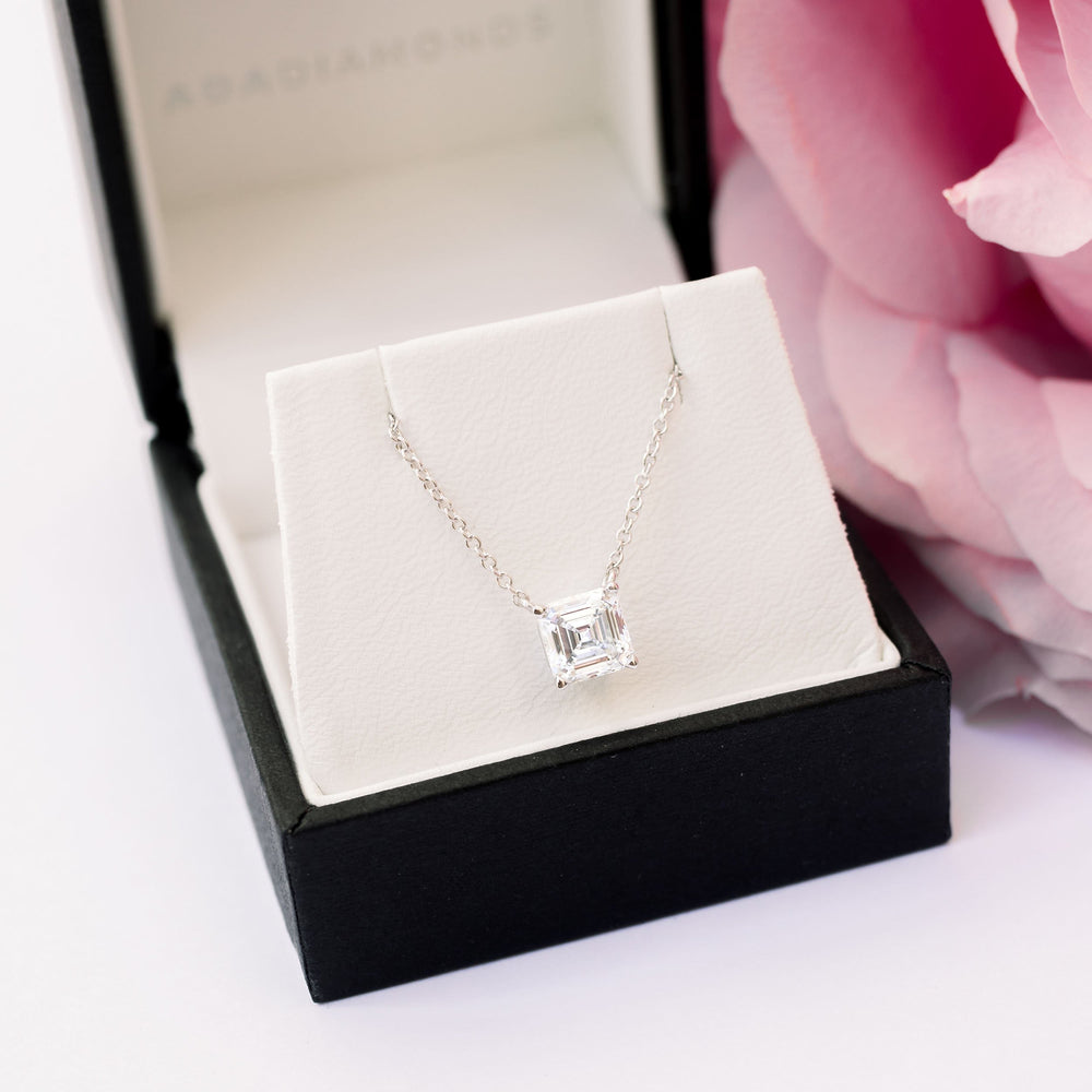 0.50 CT Floating Asscher Cut Moissanite Necklace With Solitaire Style