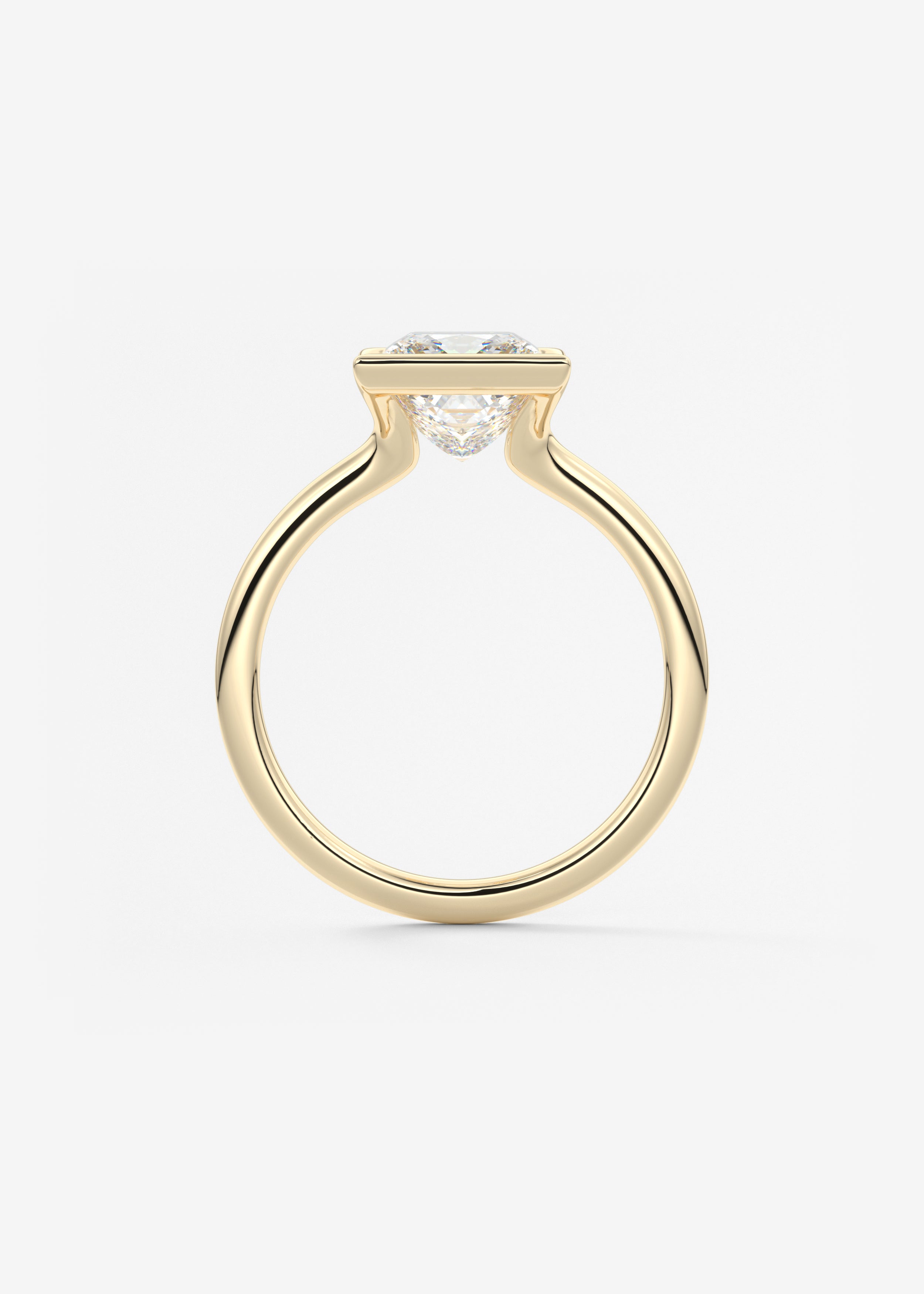 Princess Half Bezel Lab Grown Diamond Engagement Ring