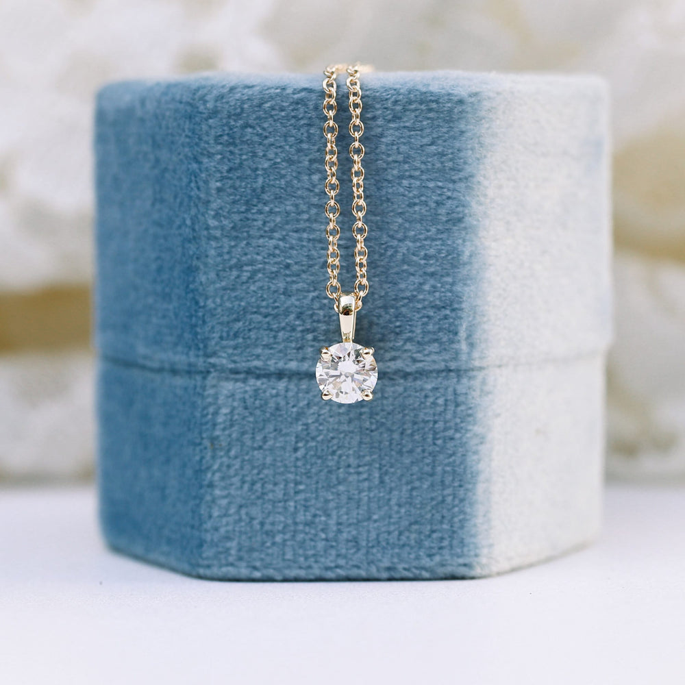 0.35 CT Classic Round Cut Moissanite Necklace With Solitaire Style