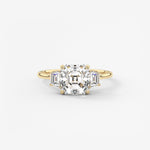 Asscher Three Stone Lab Grown Diamond Engagement Ring