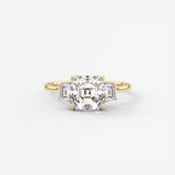 Asscher Three Stone Lab Grown Diamond Engagement Ring