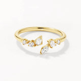0.28 TCW Multi Stones Moissanite Open Shank Wedding Band