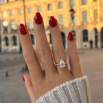 2 CT Pear Cut Pave CVD F/VS1 Diamond Engagement Ring 13
