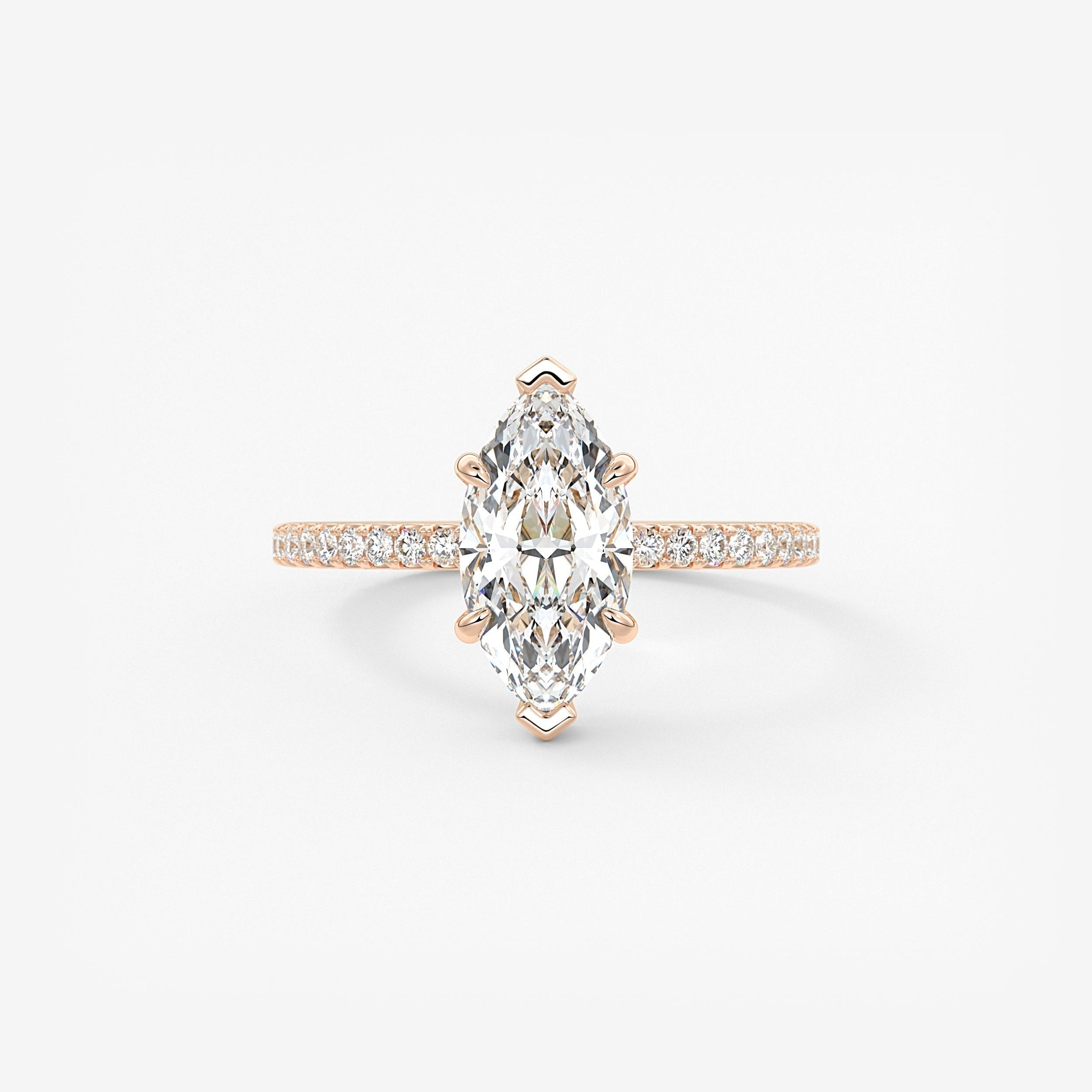 Marquise Hidden Halo Pave Lab Grown Diamond Engagement Ring