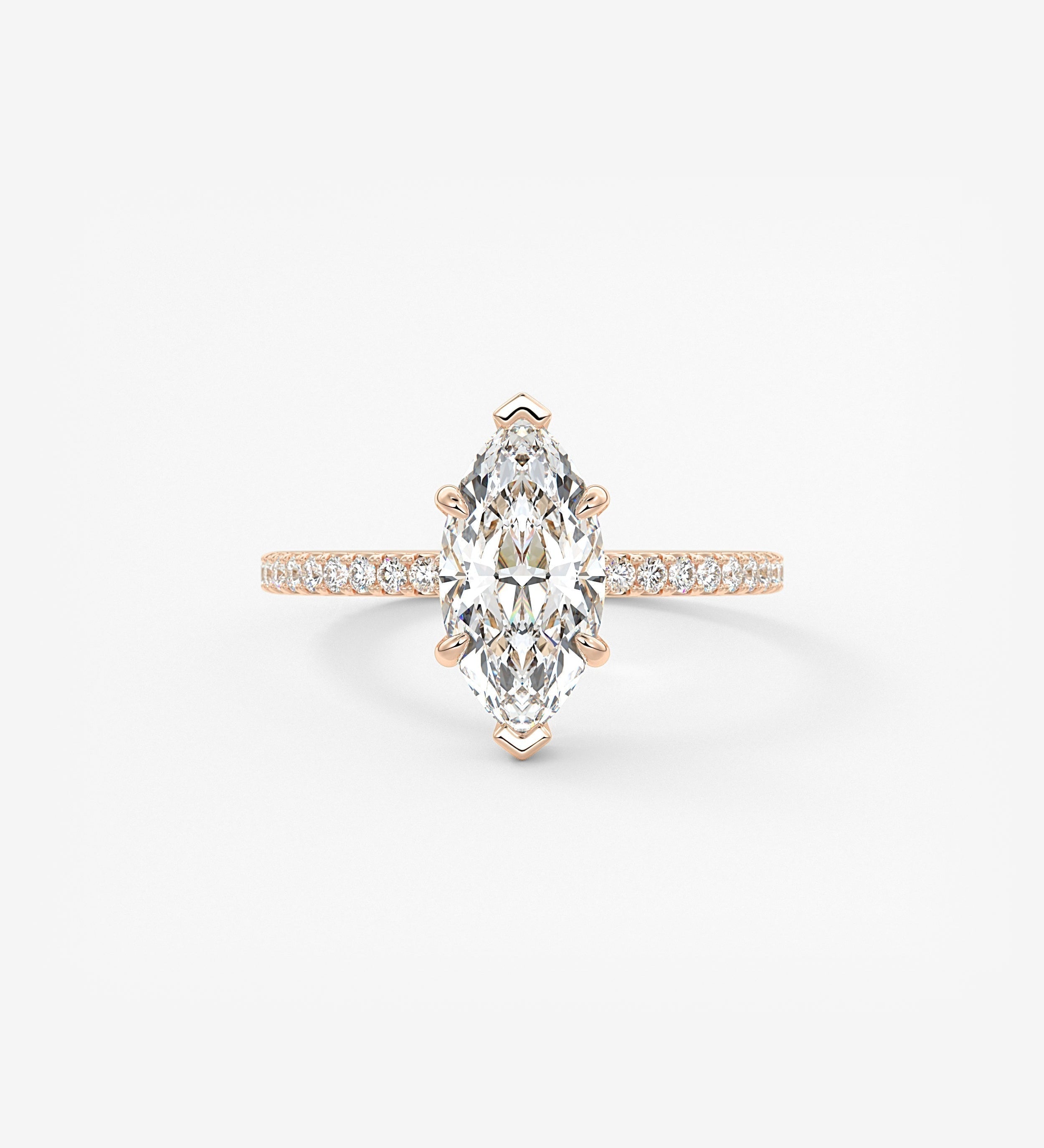 Marquise Hidden Halo Pave Lab Grown Diamond Engagement Ring
