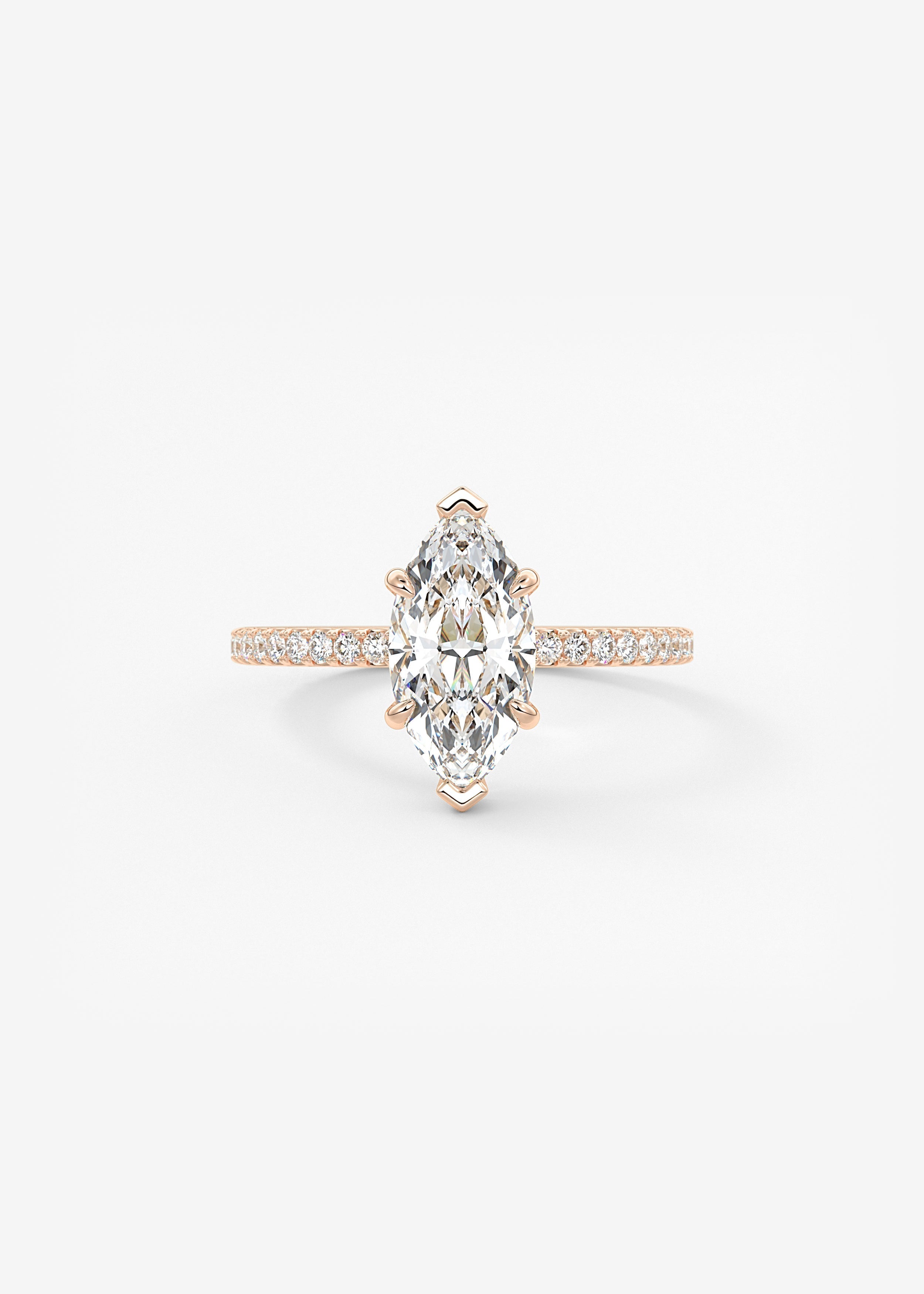 Marquise Hidden Halo Pave Lab Grown Diamond Engagement Ring