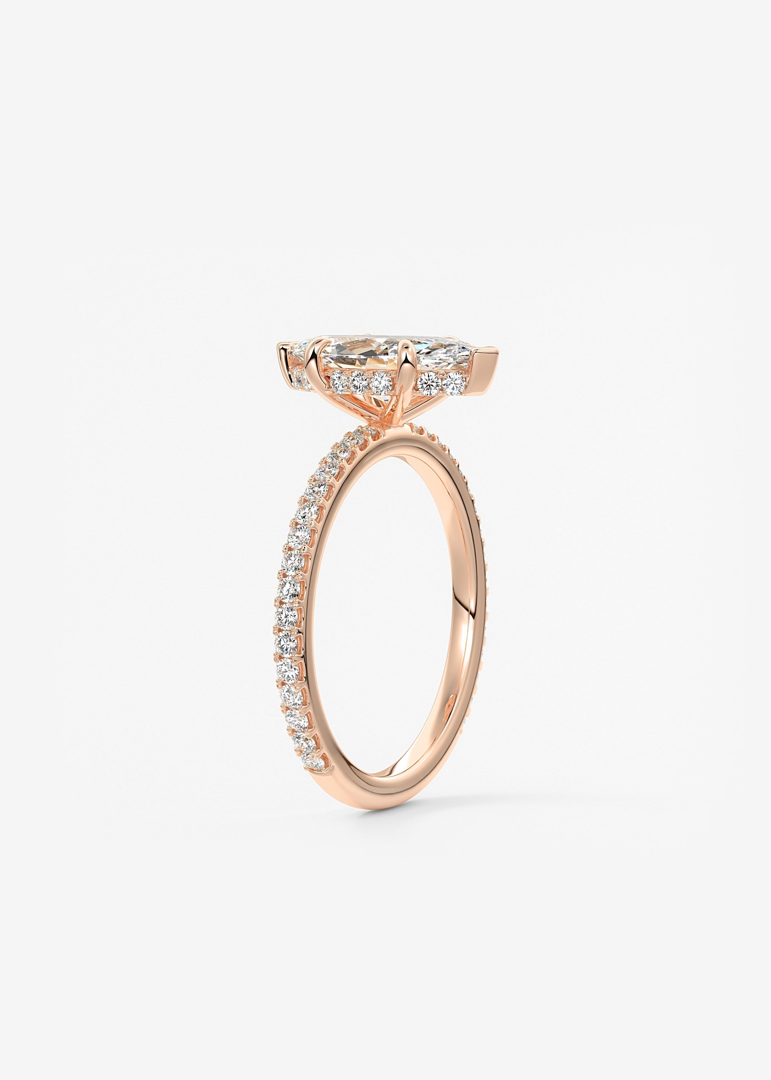 Marquise Hidden Halo Pave Lab Grown Diamond Engagement Ring