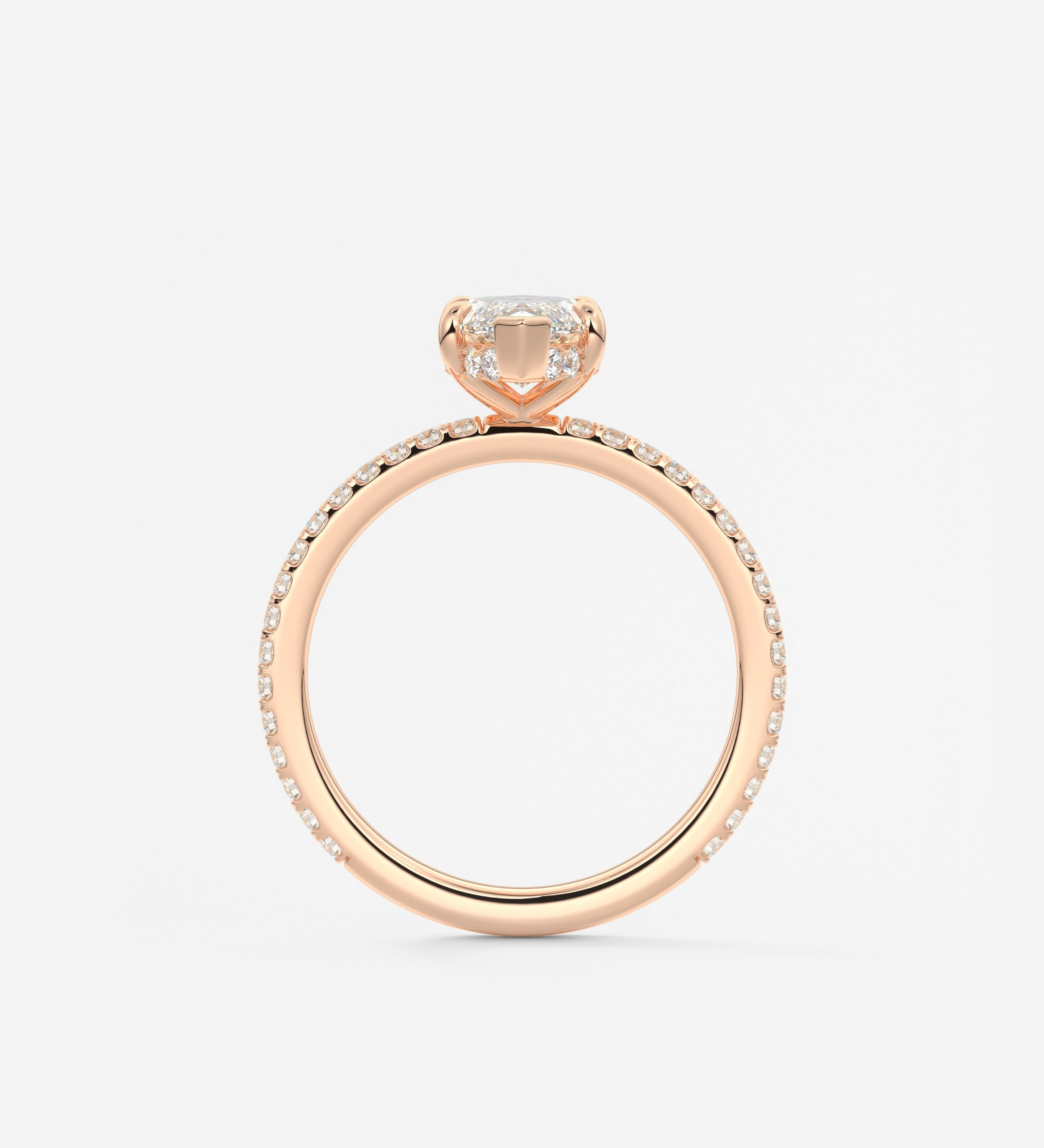 Marquise Hidden Halo Pave Lab Grown Diamond Engagement Ring