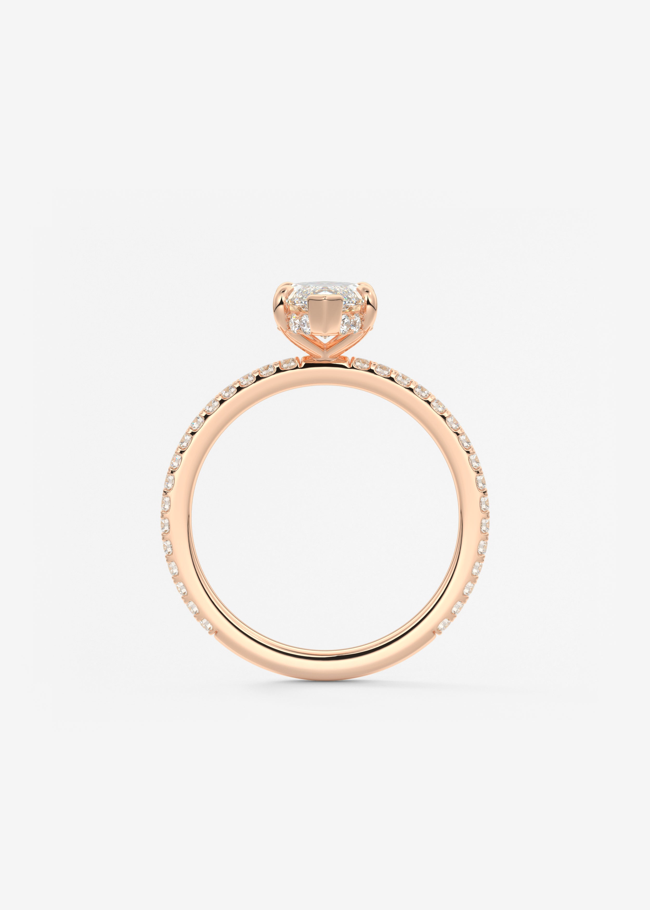 Marquise Hidden Halo Pave Lab Grown Diamond Engagement Ring