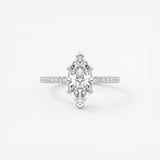 Marquise Hidden Halo Pave Lab Grown Diamond Engagement Ring