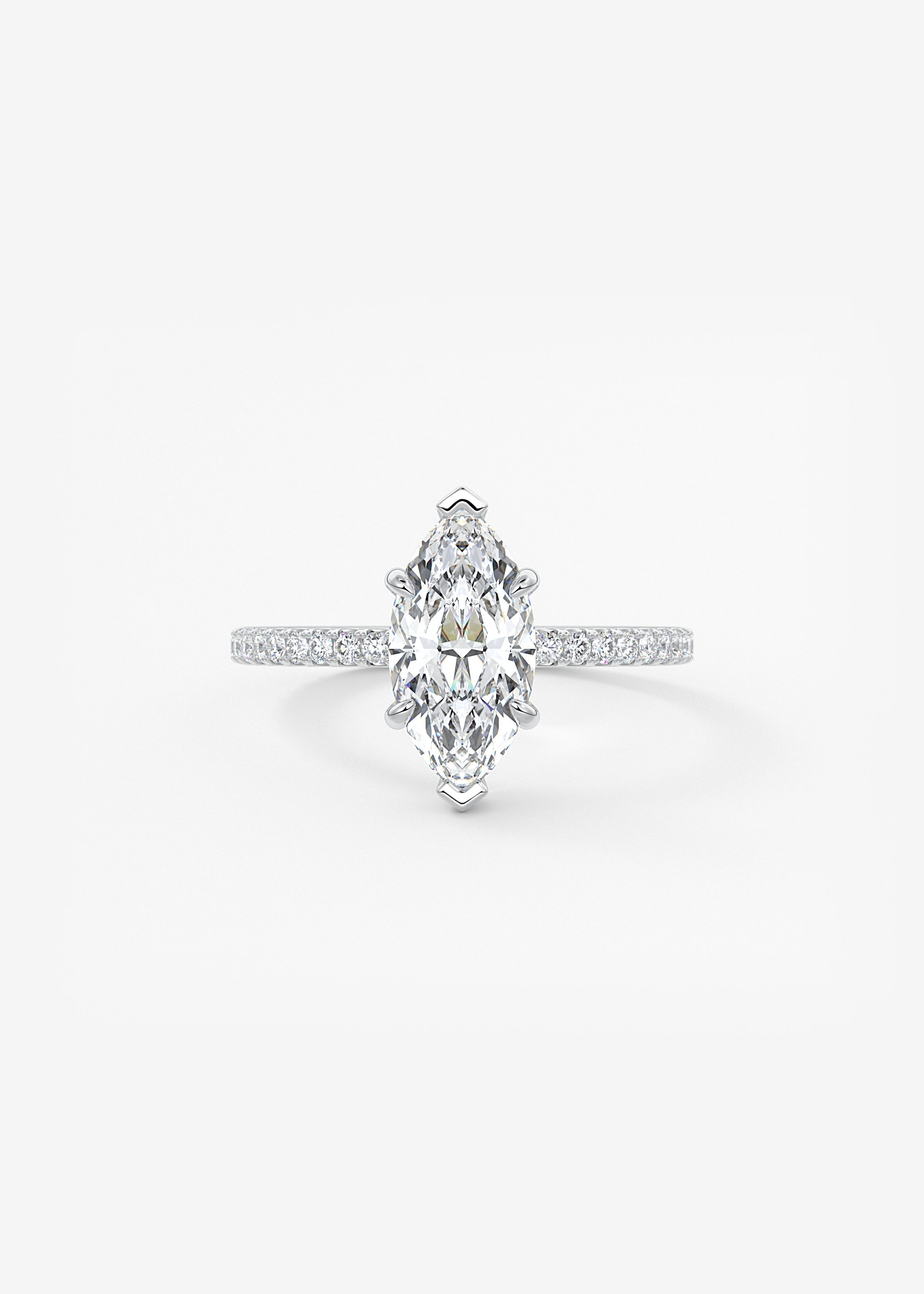 Marquise Hidden Halo Pave Lab Grown Diamond Engagement Ring