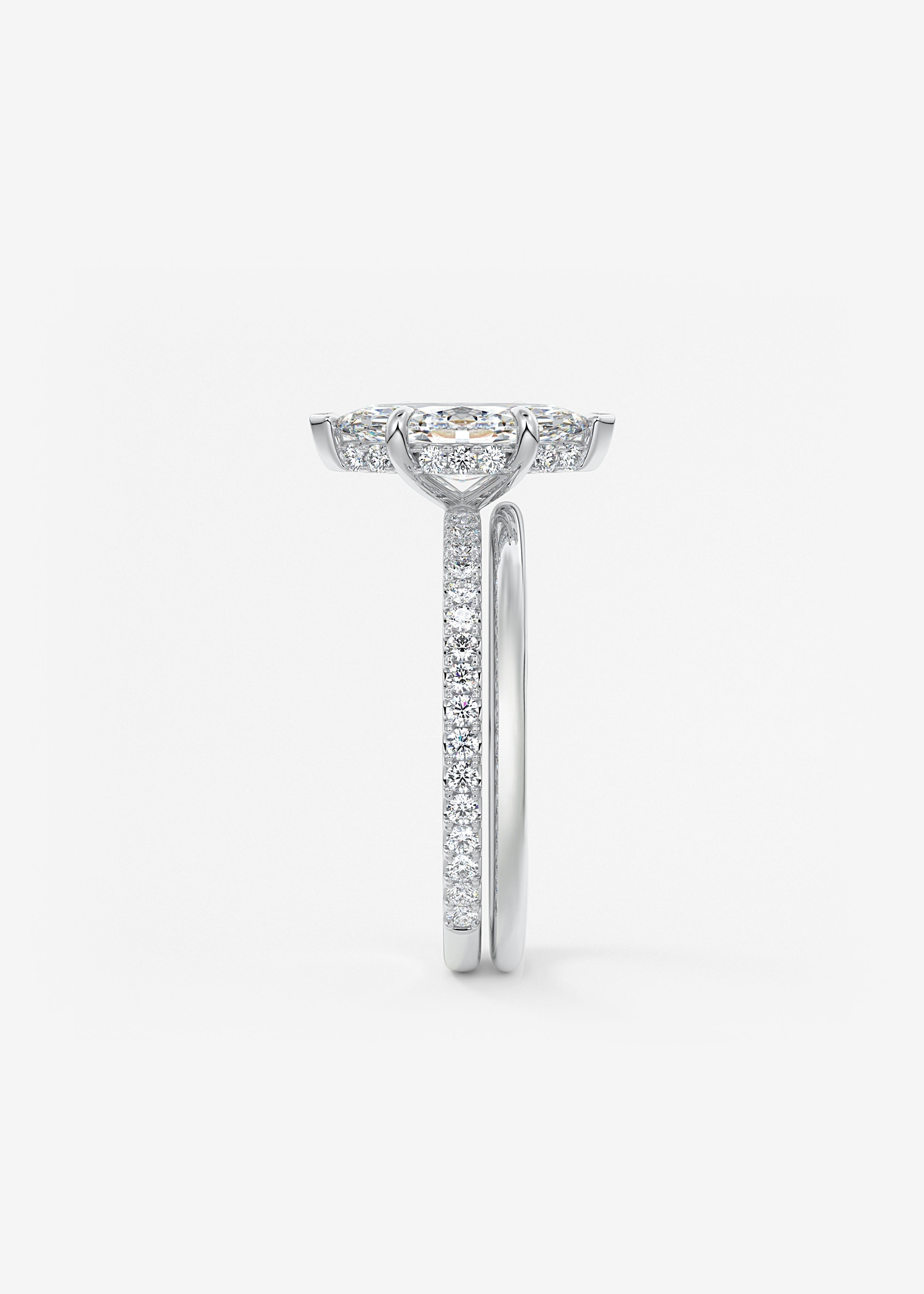 Marquise Hidden Halo Pave Lab Grown Diamond Engagement Ring