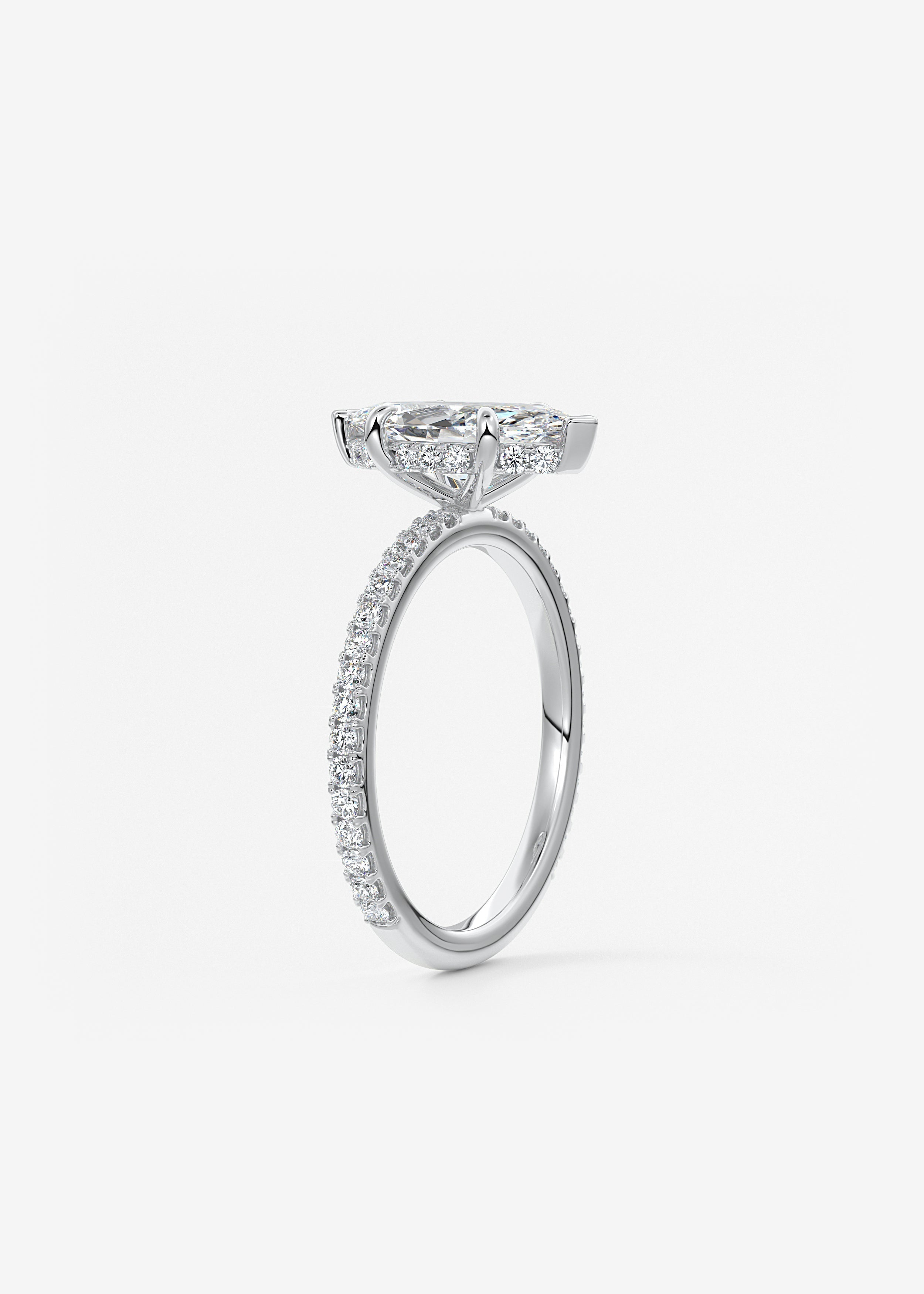 Marquise Hidden Halo Pave Lab Grown Diamond Engagement Ring