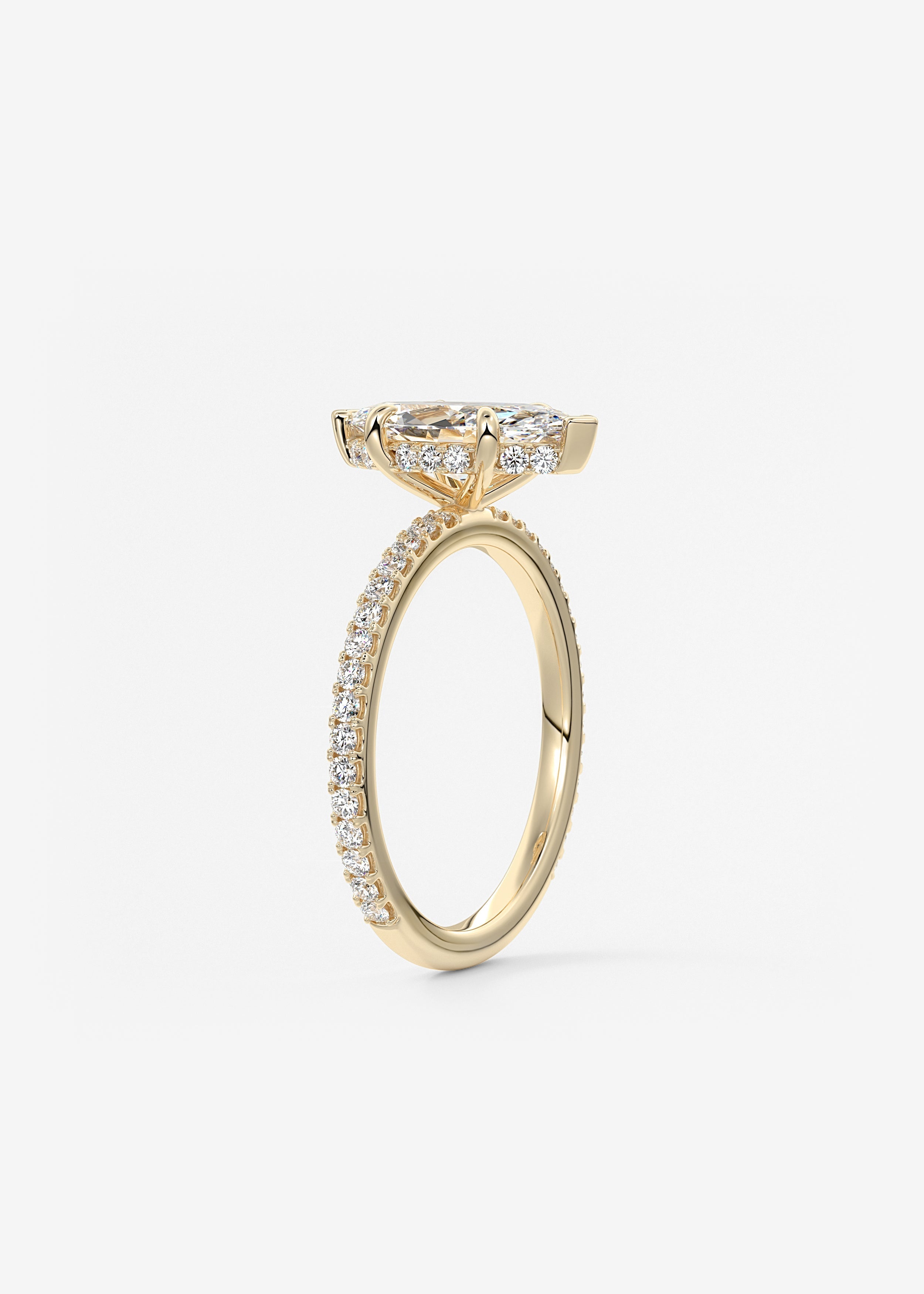 Marquise Hidden Halo Pave Lab Grown Diamond Engagement Ring