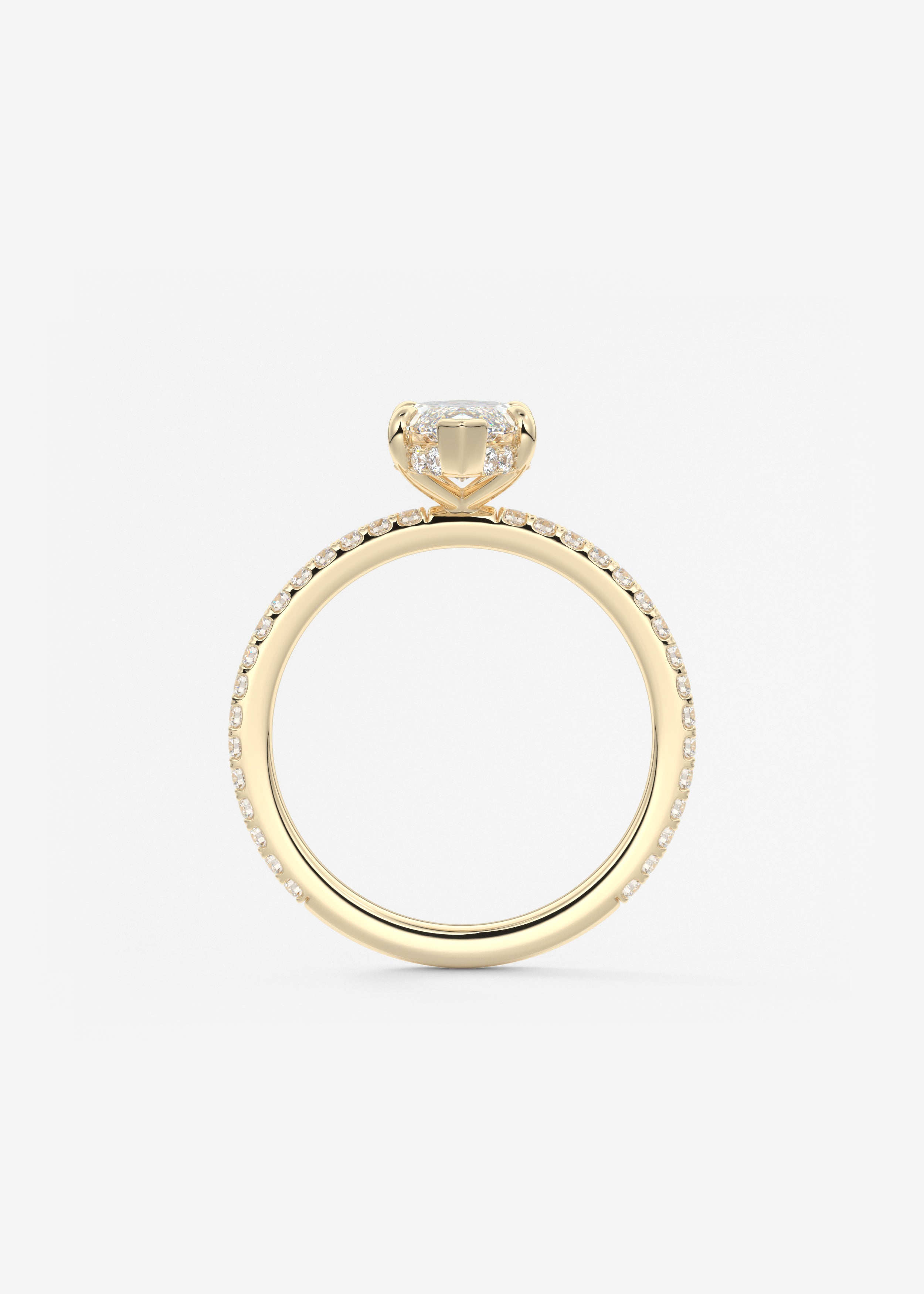 Marquise Hidden Halo Pave Lab Grown Diamond Engagement Ring