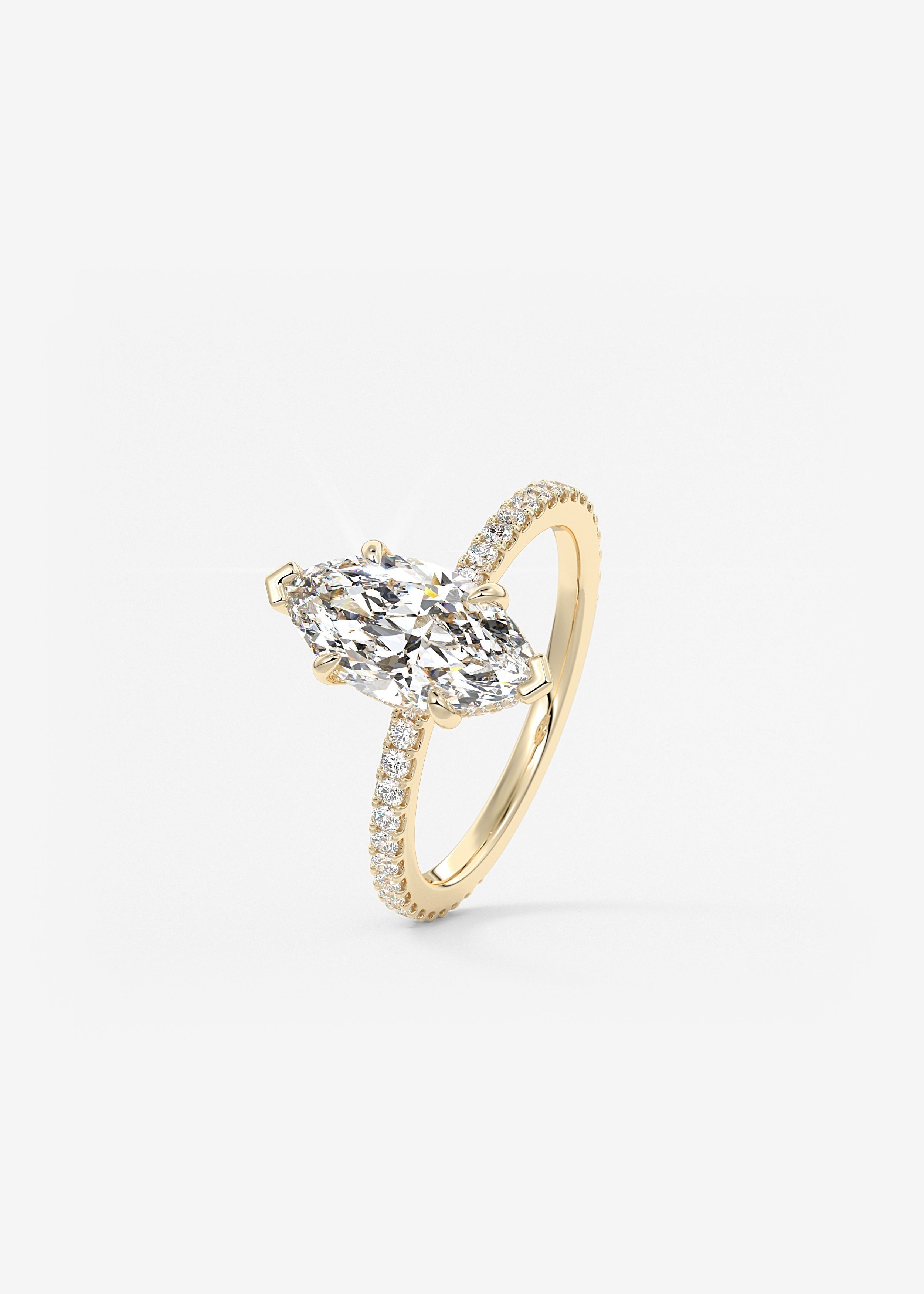 Marquise Hidden Halo Pave Lab Grown Diamond Engagement Ring