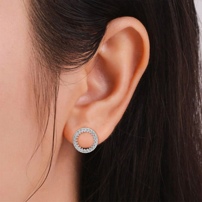 1.2 TCW Round Cut Moissanite Huggies Earrings