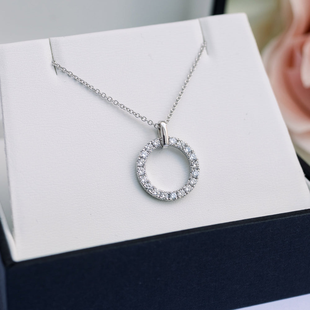 0.25 TCW Round Cut Moissanite Necklace With Open Circle Style