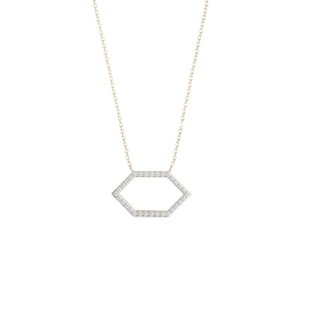 
                  
                    0.15 TCW Round Cut Moissanite Necklace With Open Hexagon Style
                  
                