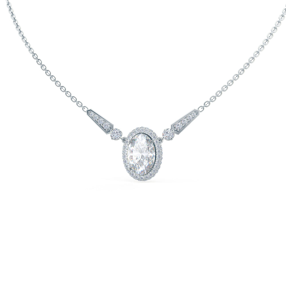 0.70 CT Oval Cut Moissanite Necklace With Unique Style