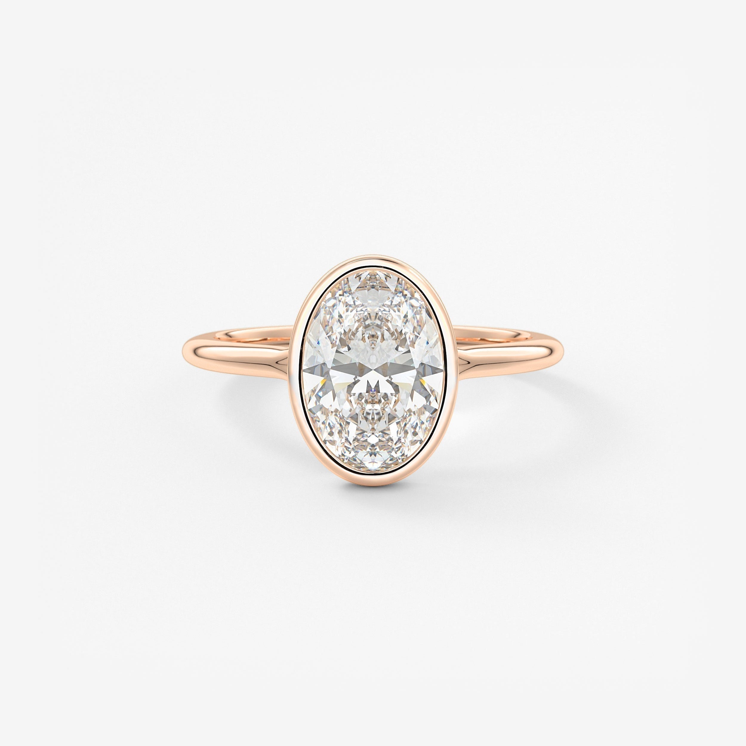 Oval Bezel/ Split Shank Lab Grown Diamond Engagement Ring
