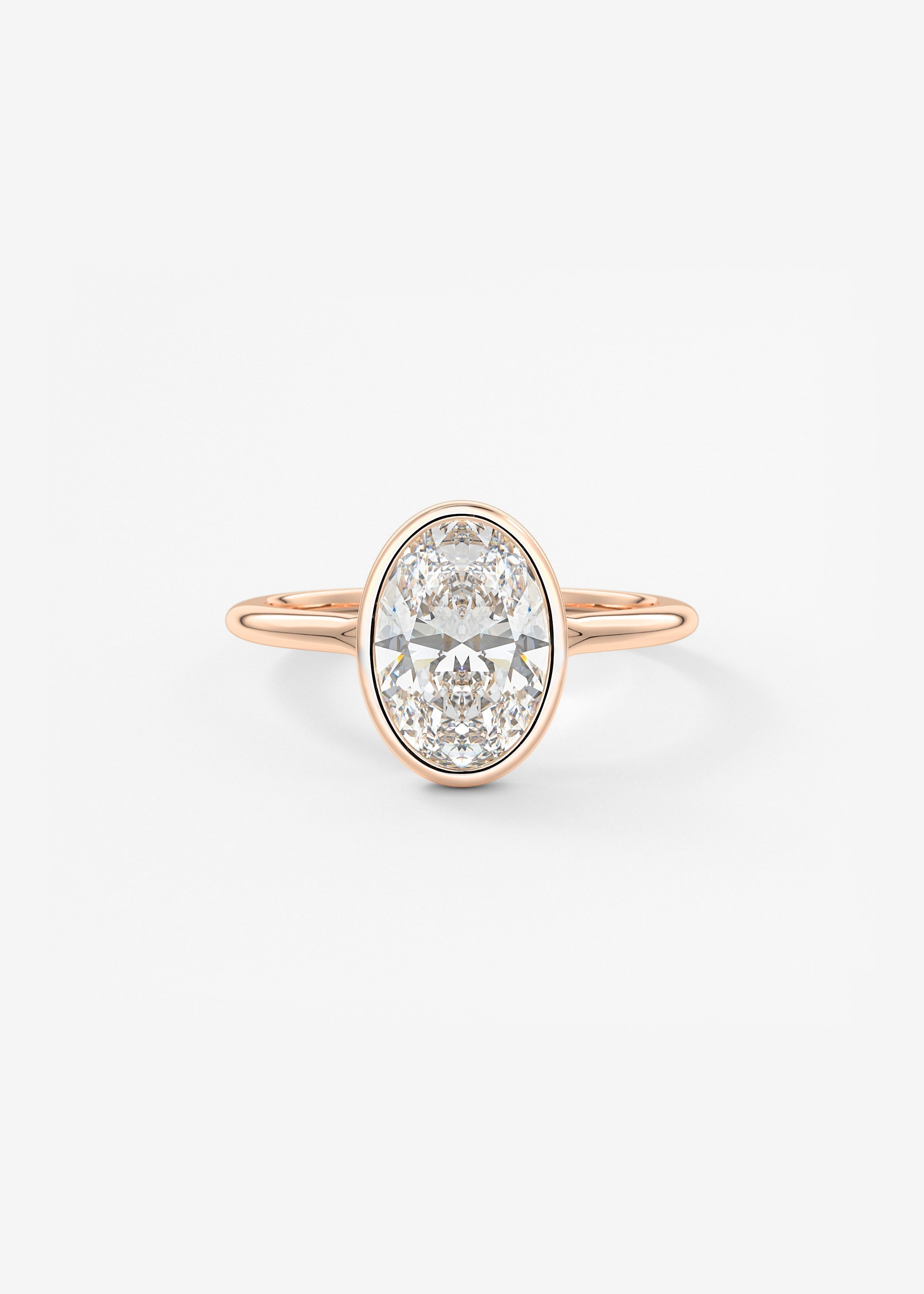 Oval Bezel/ Split Shank Lab Grown Diamond Engagement Ring