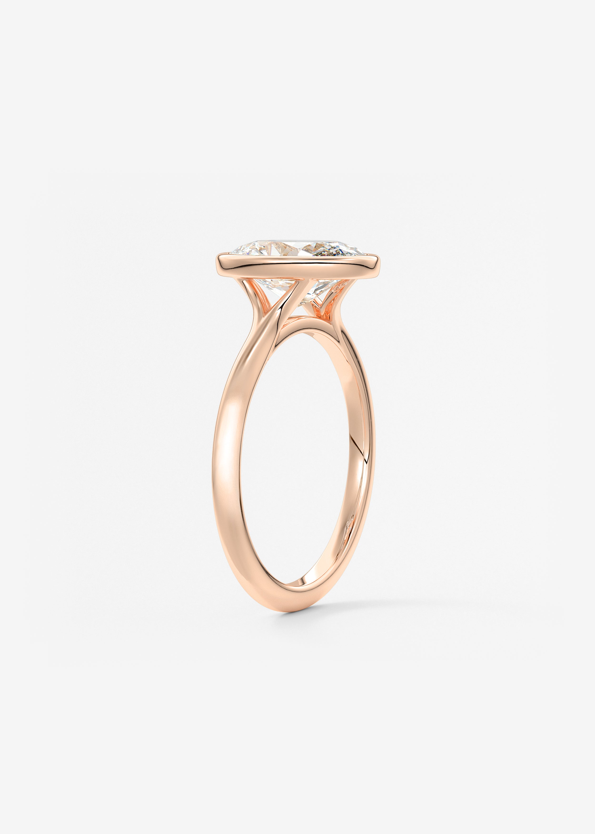 Oval Bezel/ Split Shank Lab Grown Diamond Engagement Ring