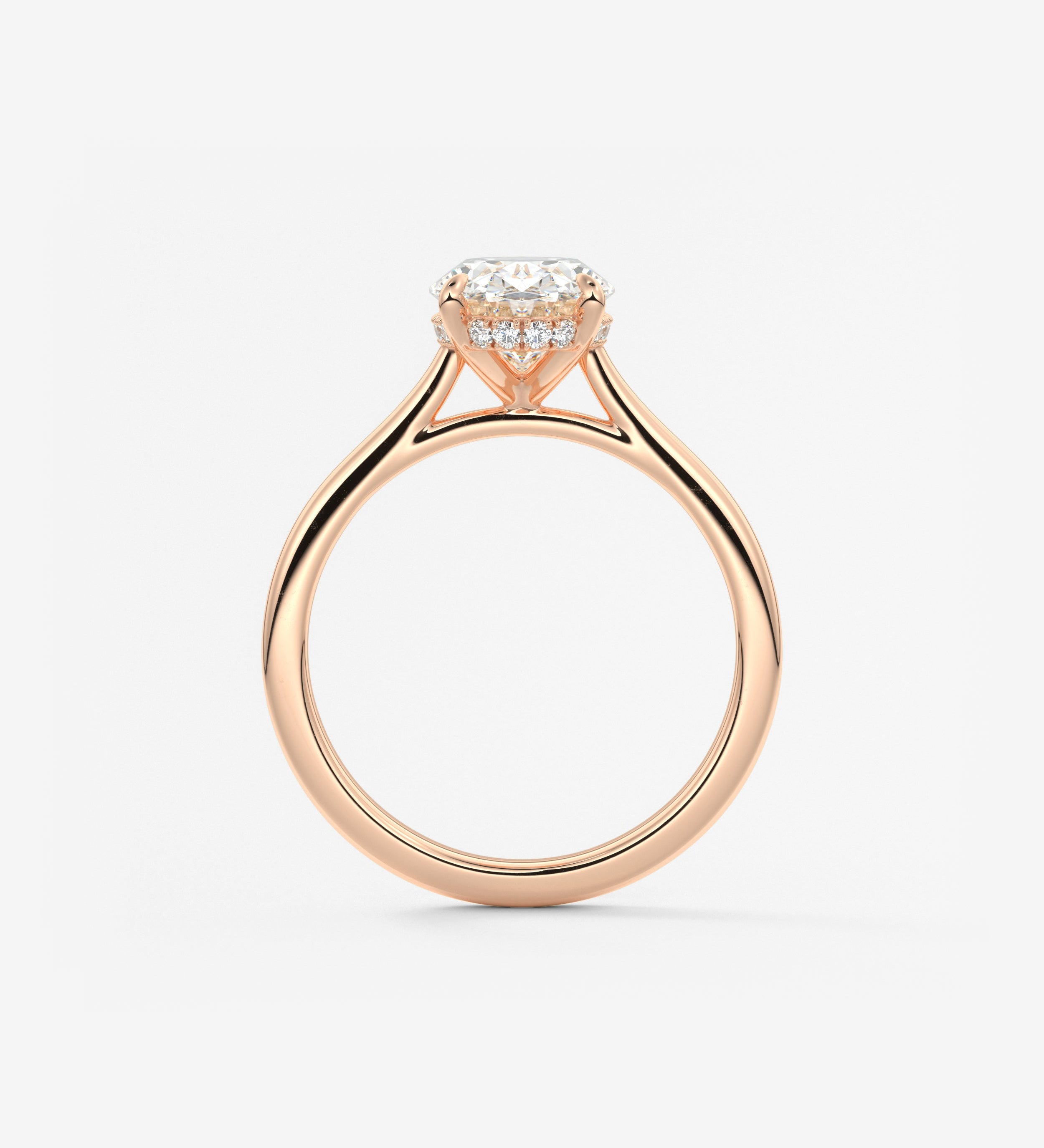 Oval Hidden Halo/Cathedral Lab Grown Diamond Engagement Ring