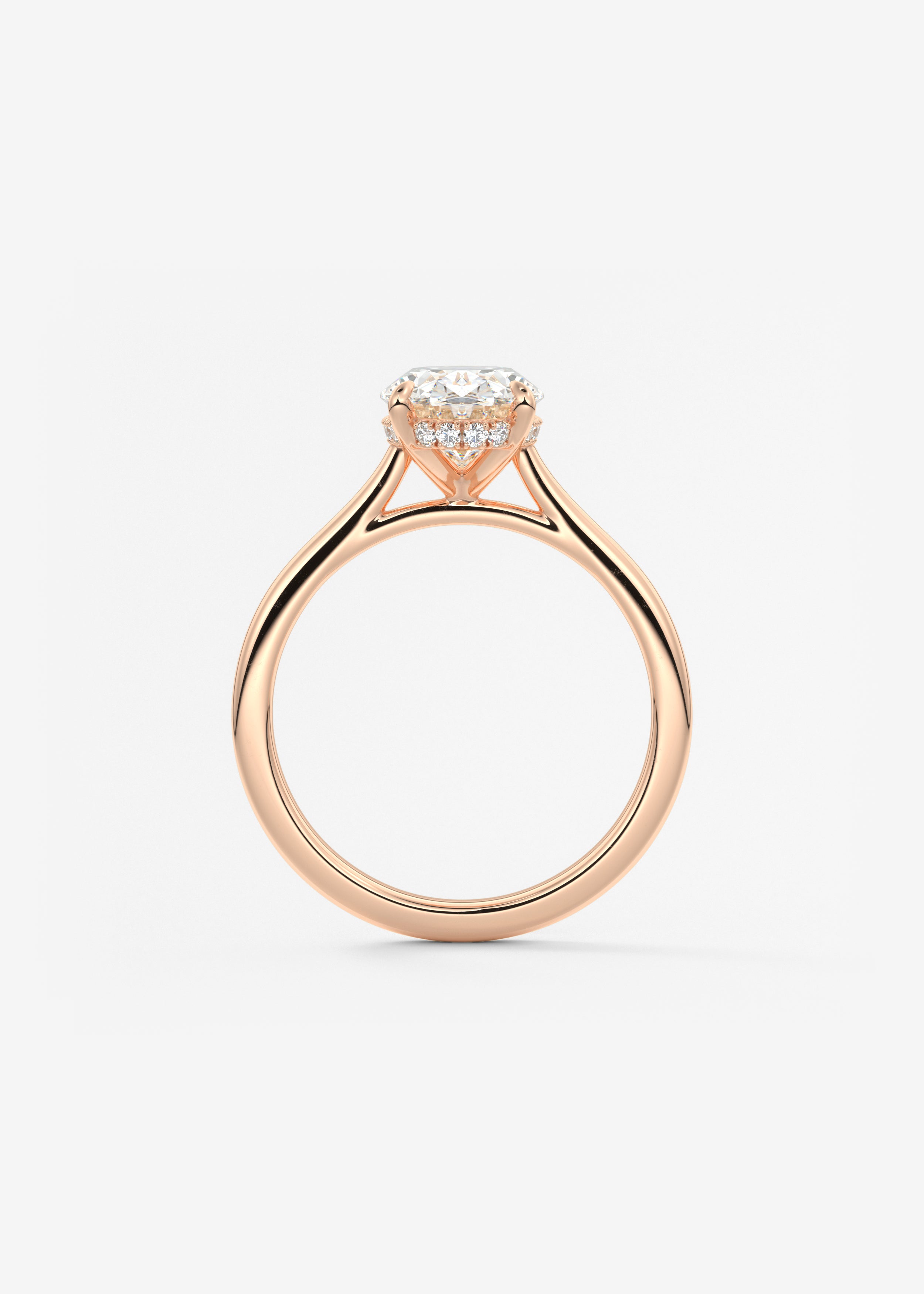 Oval Hidden Halo/Cathedral Lab Grown Diamond Engagement Ring