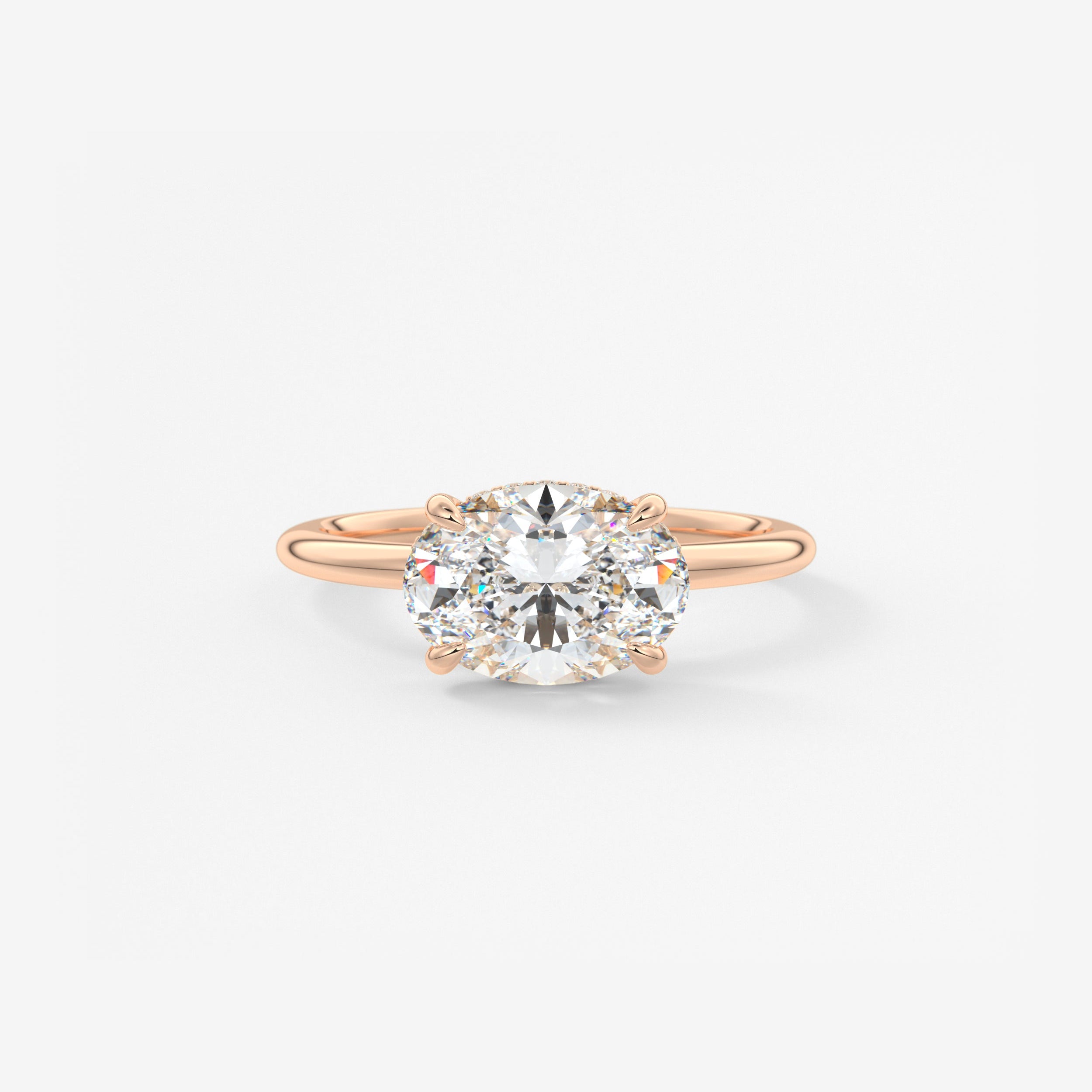 Oval East West Hidden Halo Lab Grown Diamond Engagement Ring