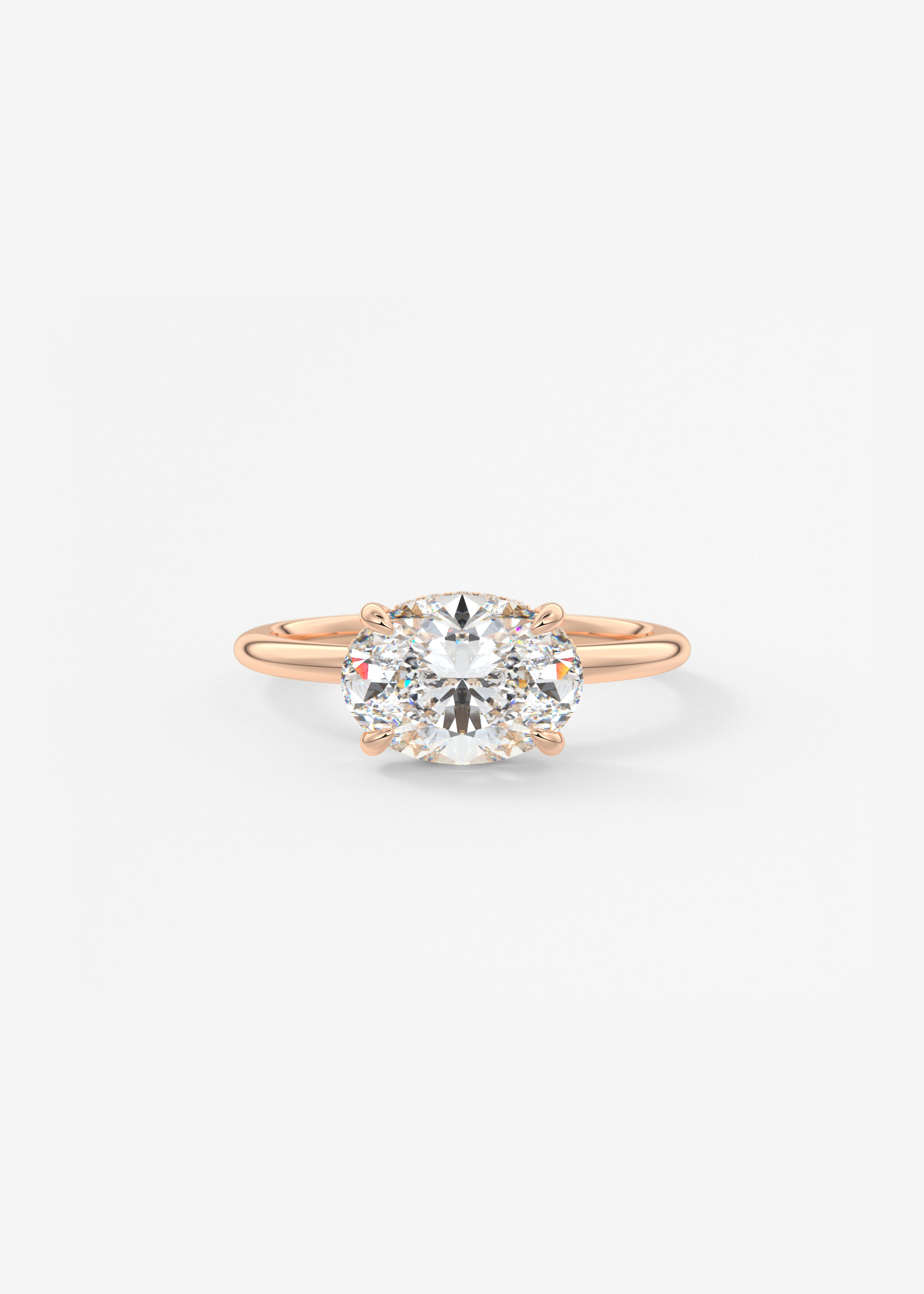 Oval East West Hidden Halo Lab Grown Diamond Engagement Ring