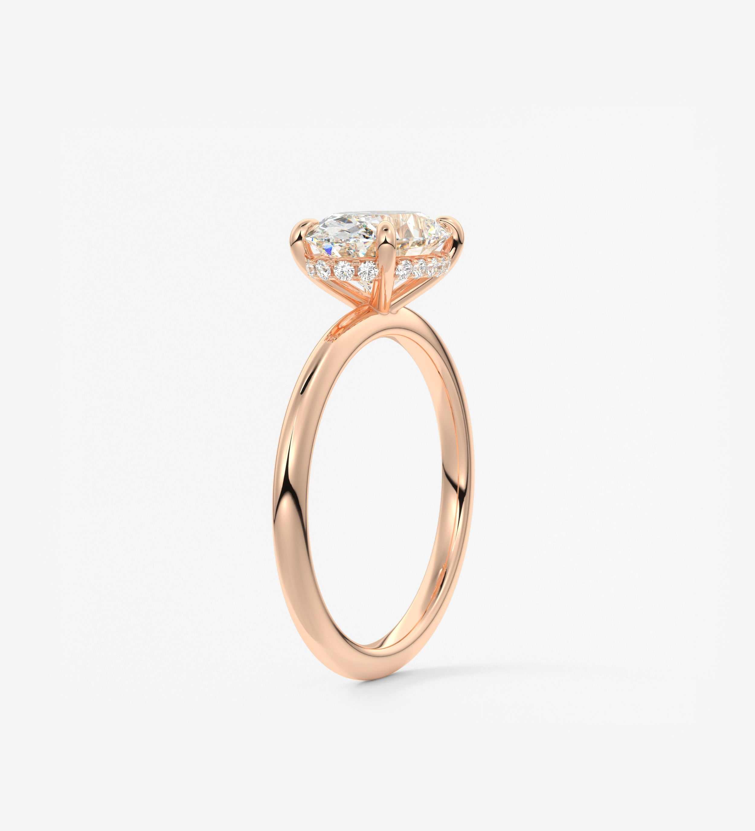Oval East West Hidden Halo Lab Grown Diamond Engagement Ring