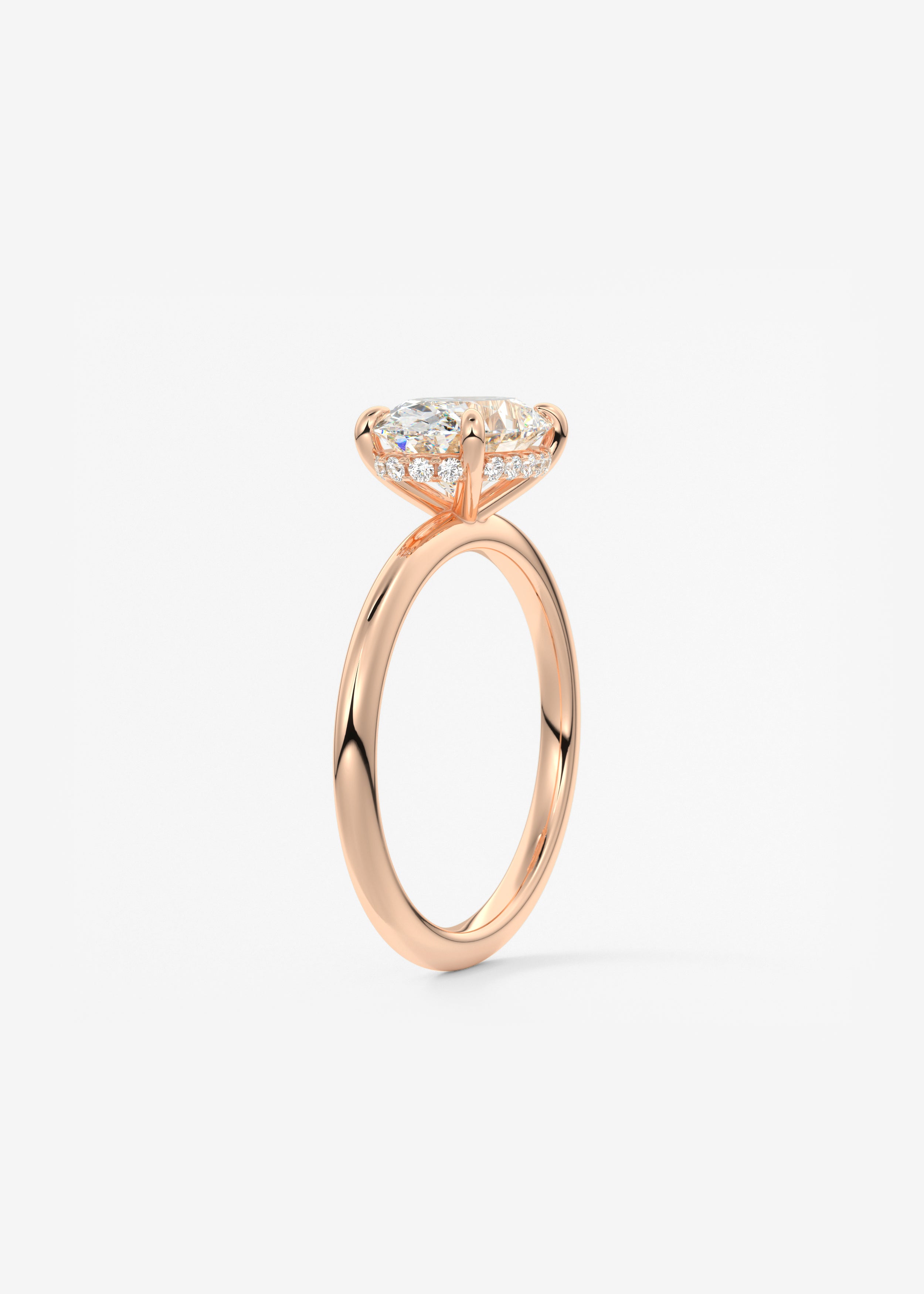 Oval East West Hidden Halo Lab Grown Diamond Engagement Ring