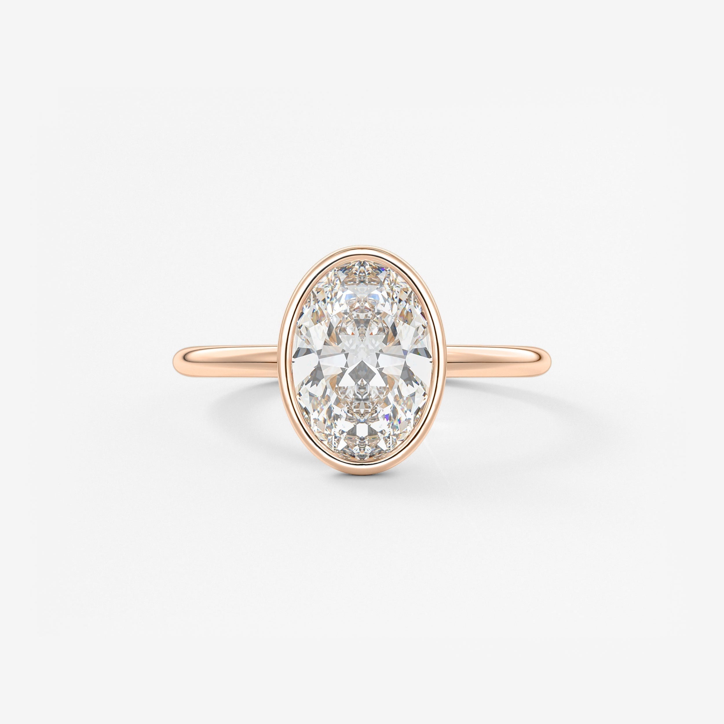 Oval Bezel Lab Grown Diamond Engagement Ring