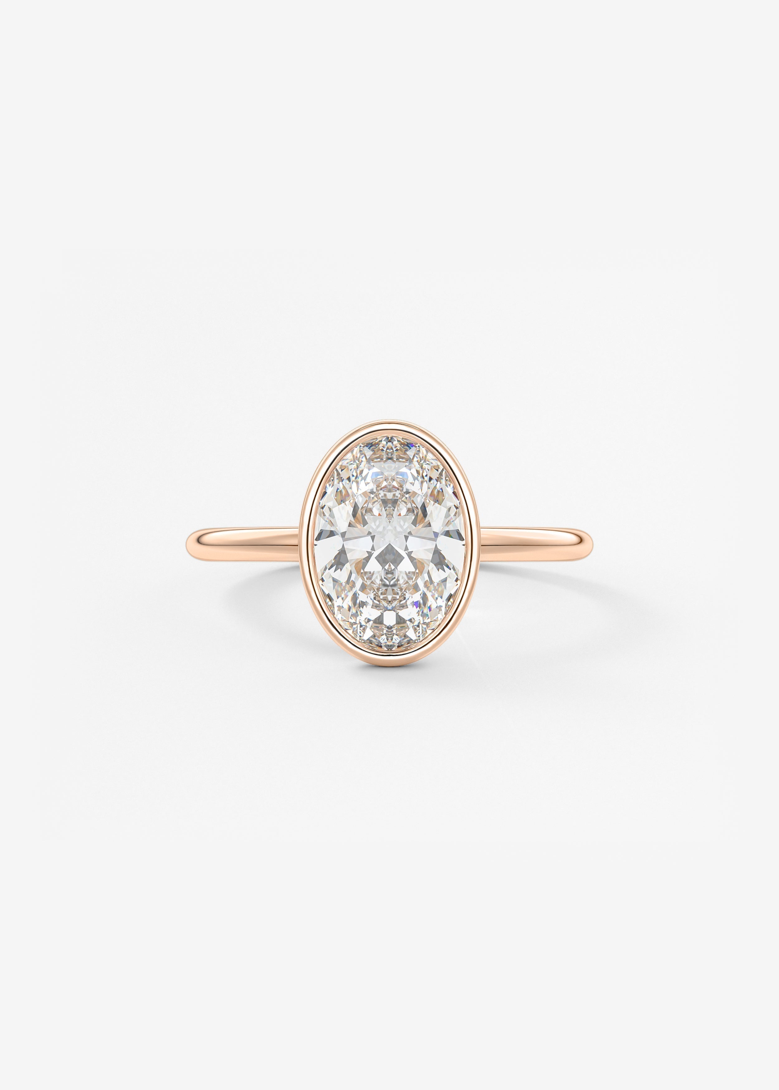 Oval Bezel Lab Grown Diamond Engagement Ring