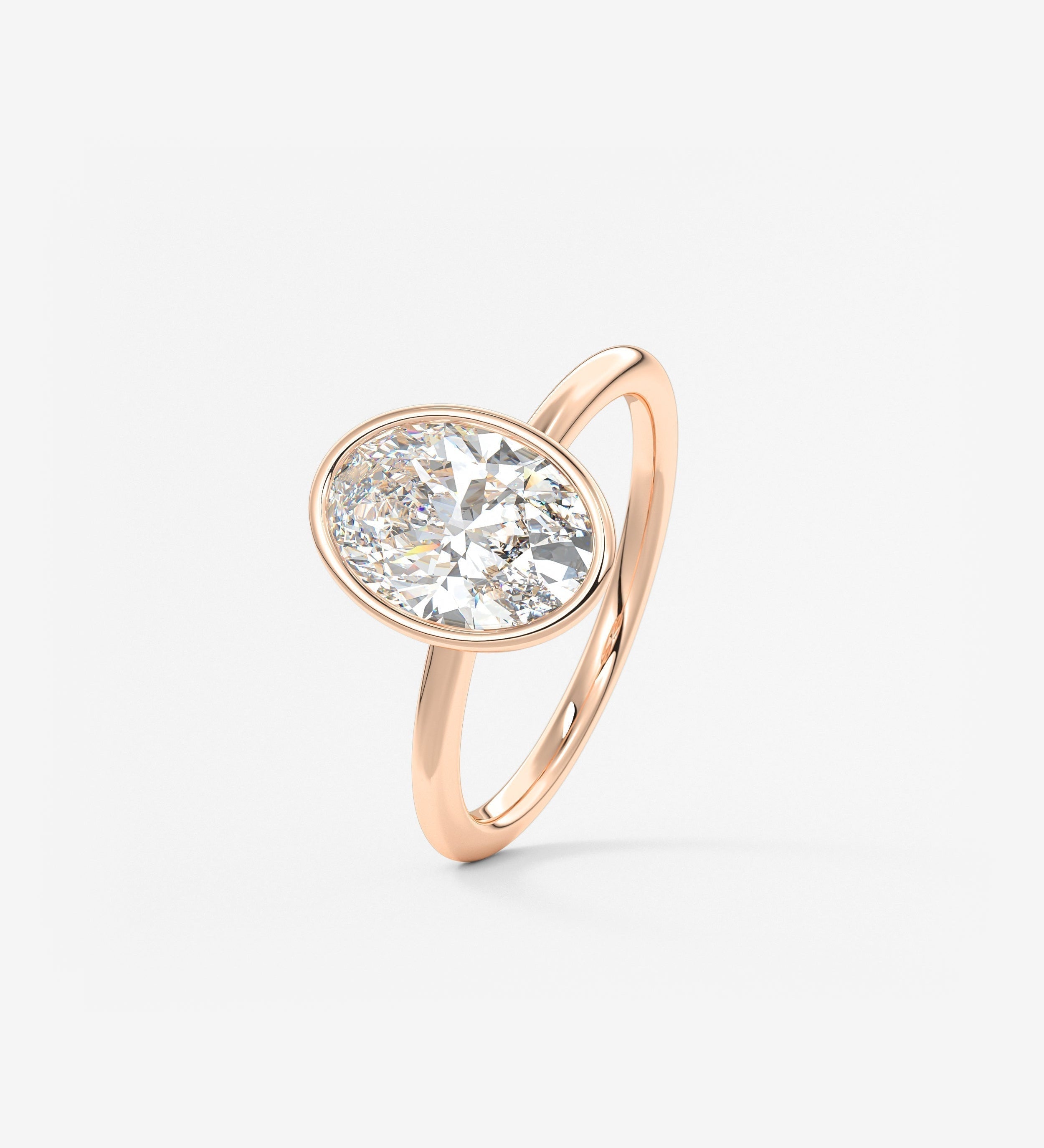 Oval Bezel Lab Grown Diamond Engagement Ring