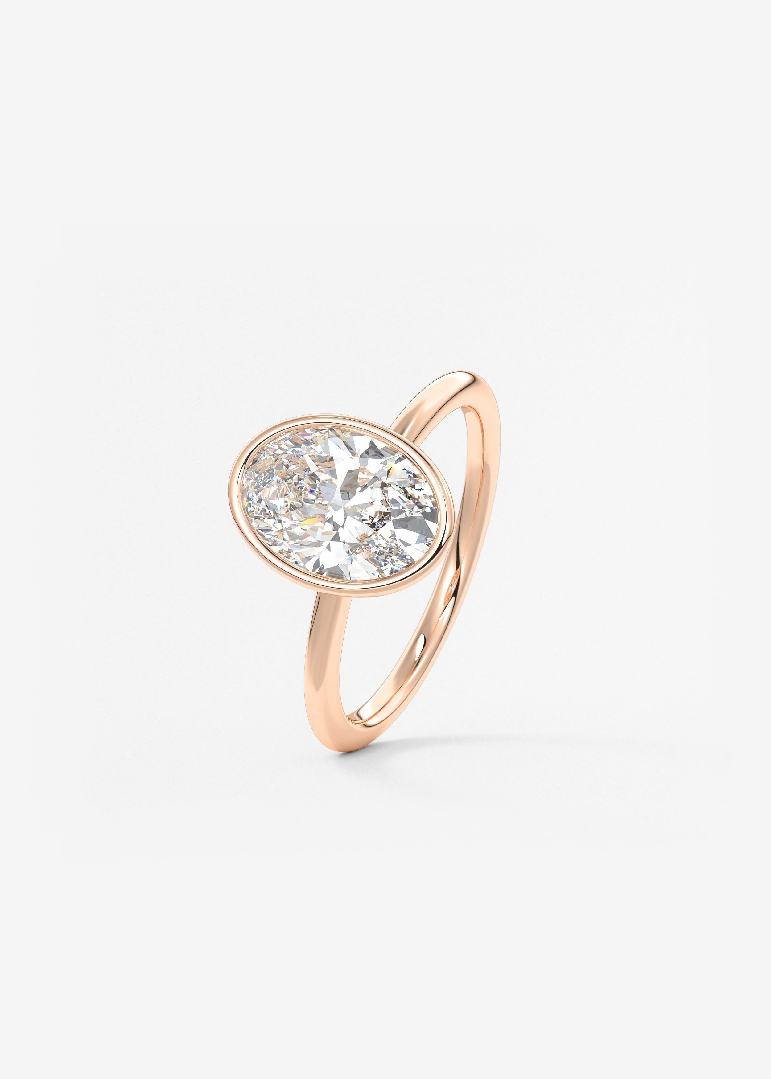 Oval Bezel Lab Grown Diamond Engagement Ring