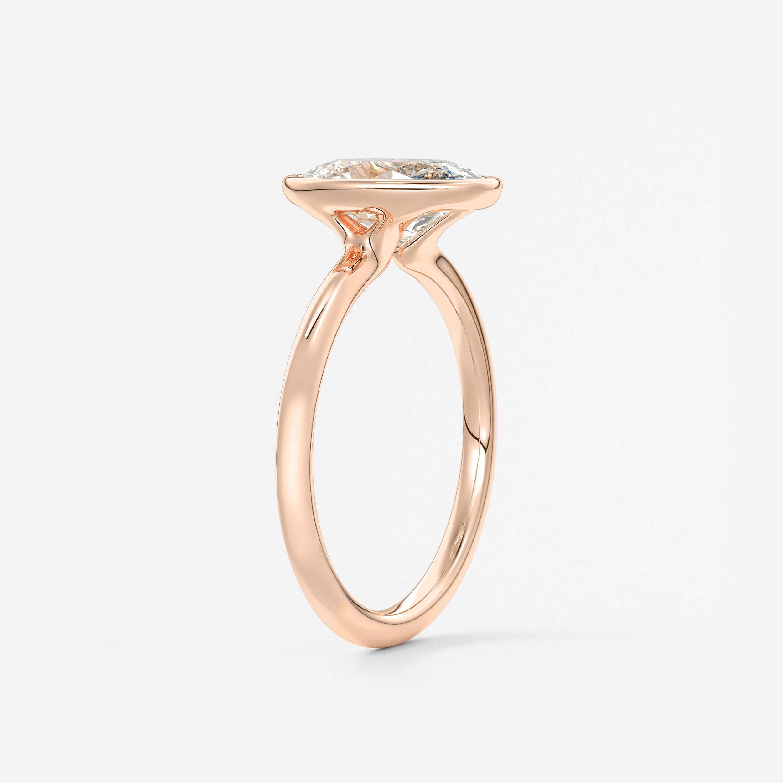 Oval Bezel Lab Grown Diamond Engagement Ring