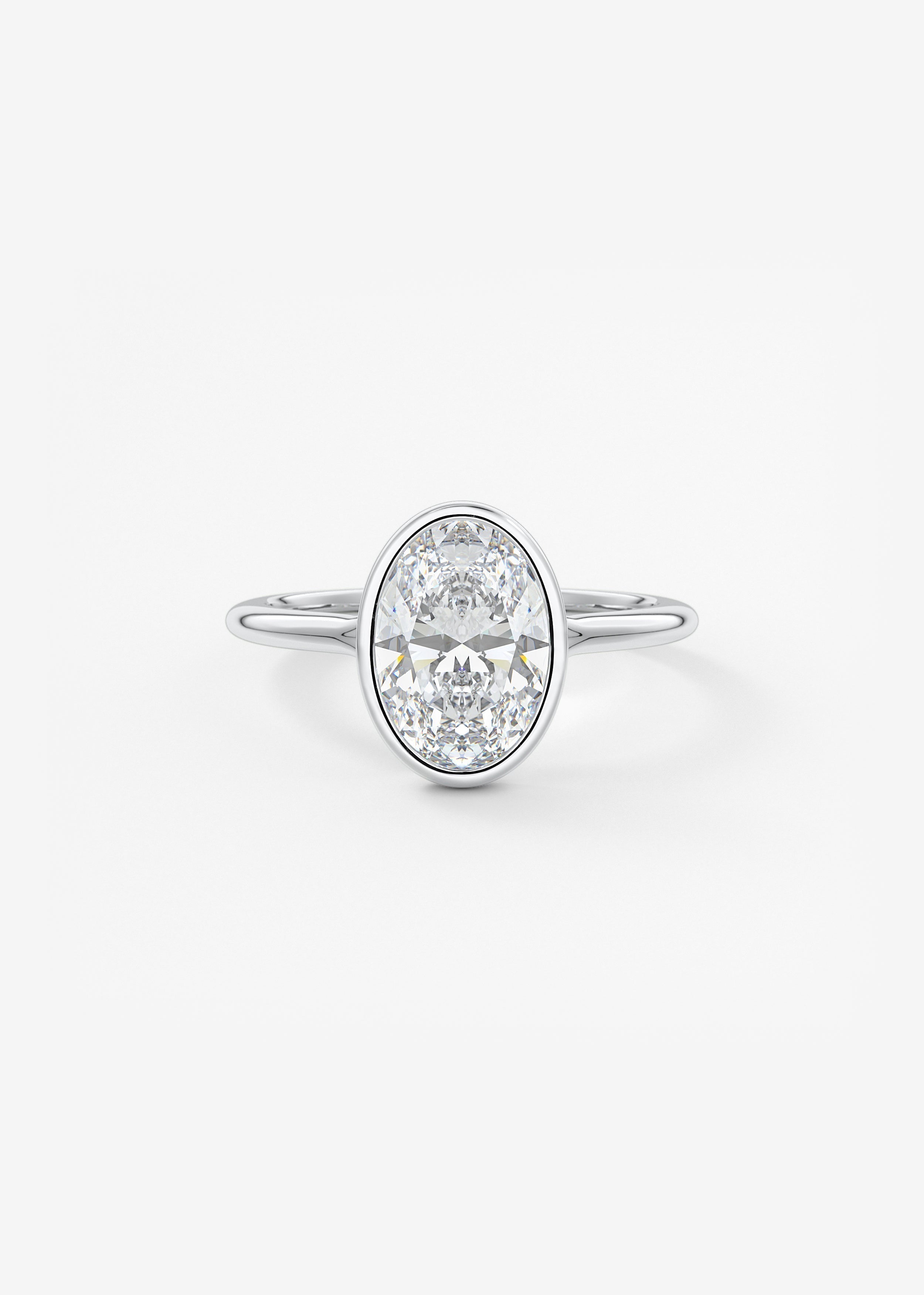 Oval Bezel/ Split Shank Lab Grown Diamond Engagement Ring